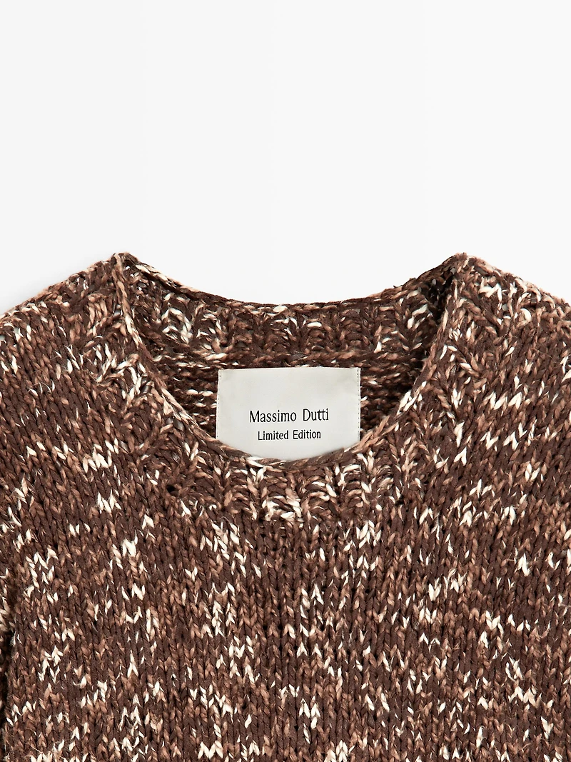 Contrast knit and leather sweater - LIMITED