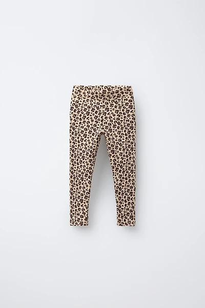PRINTED RIBBED LEGGINGS