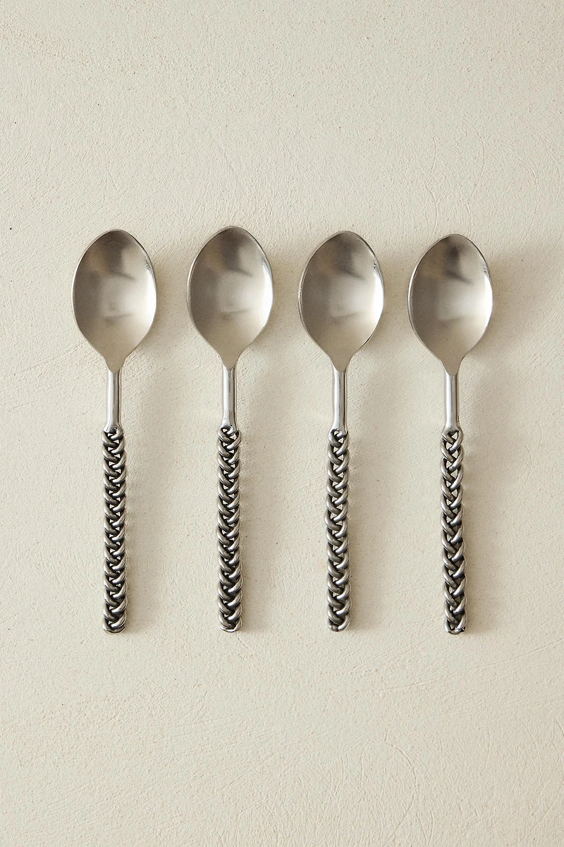 PACK OF DESSERT SPOONS WITH BRAIDED METAL HANDLES (PACK OF 4)