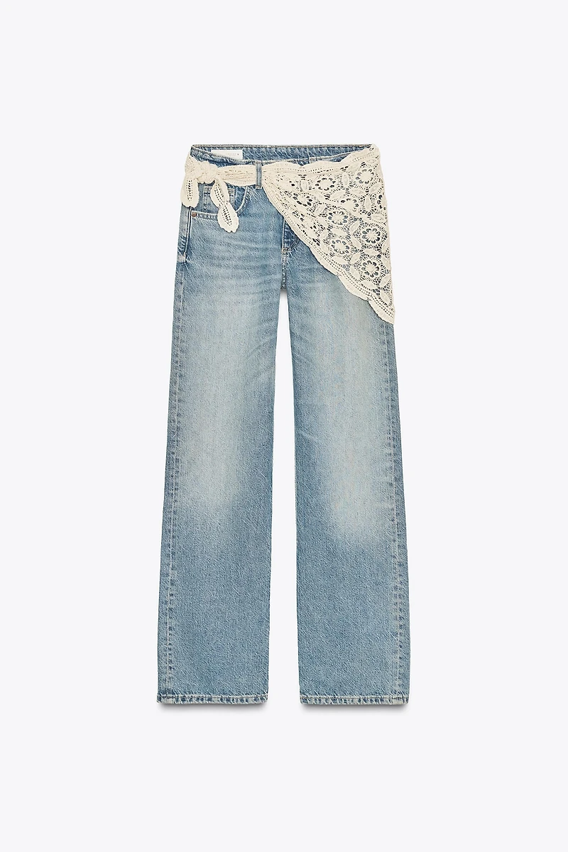 JEAN TRF LARGE TAILLE MOYENNE AVEC FOULARD