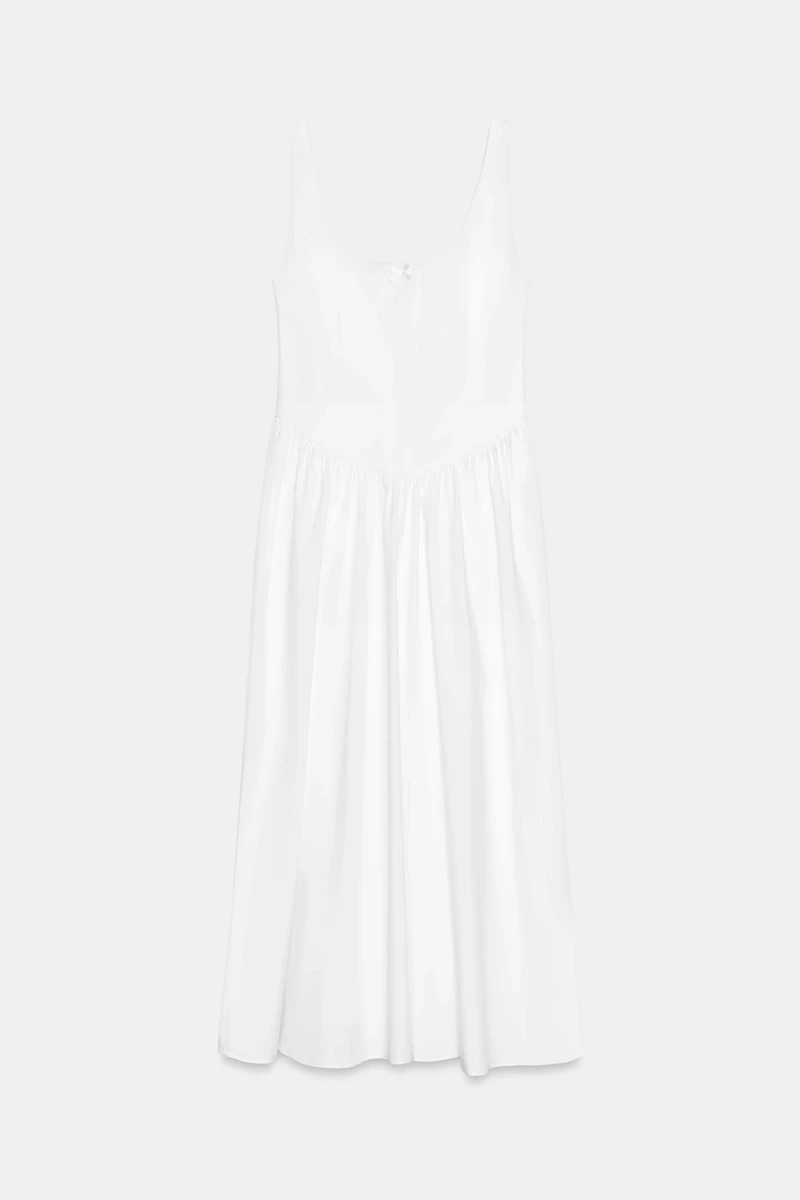 ROBE MI-LONGUE EN POPELINE FAÇON CORSET