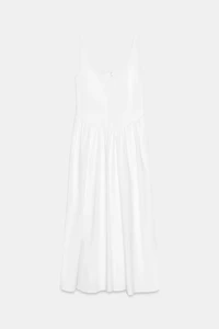 ROBE MI-LONGUE EN POPELINE FAÇON CORSET