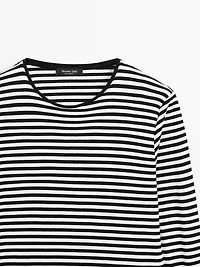 Striped long sleeve T-shirt with contrast detail