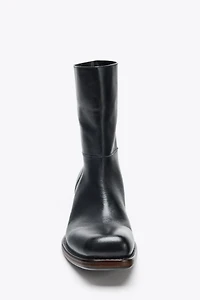LEATHER COWBOY ANKLE BOOTS