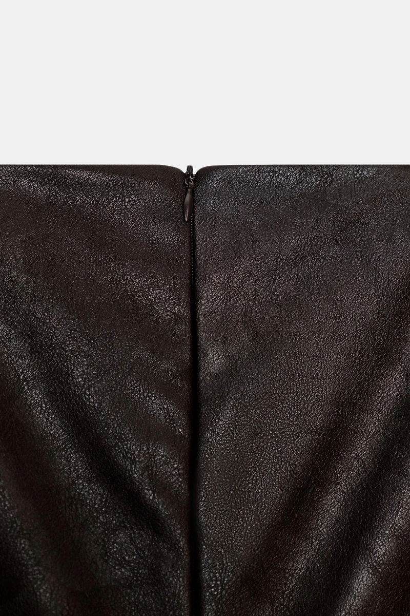 FAUX LEATHER BALLOON JUMPSUIT DRESS