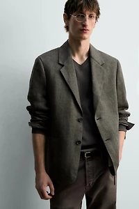 100% LINEN TEXTURED WEAVE BLAZER