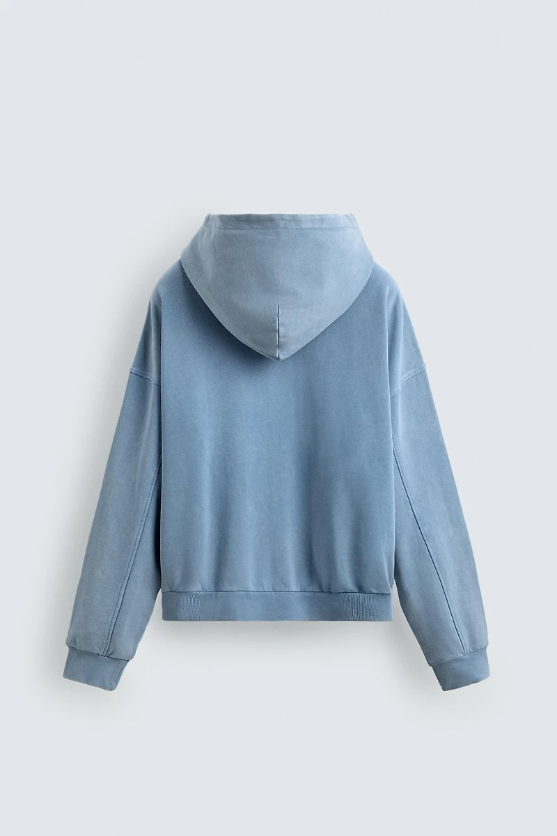 SWEAT DÉLAVÉ ZIPPÉ À CAPUCHE