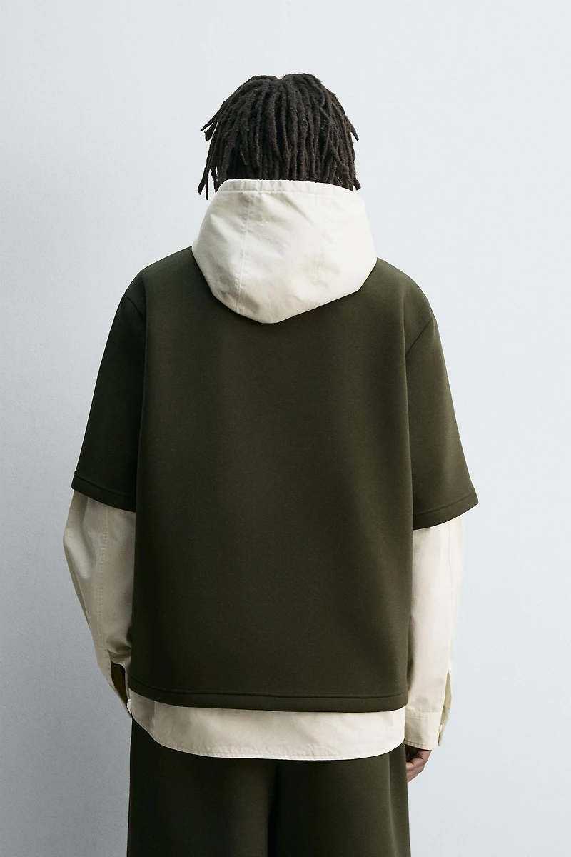 STUDDED NEOPRENE EFFECT SWEATSHIRT