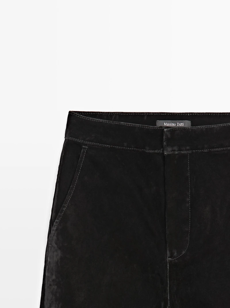 Flare fit high-waist flocked jeans