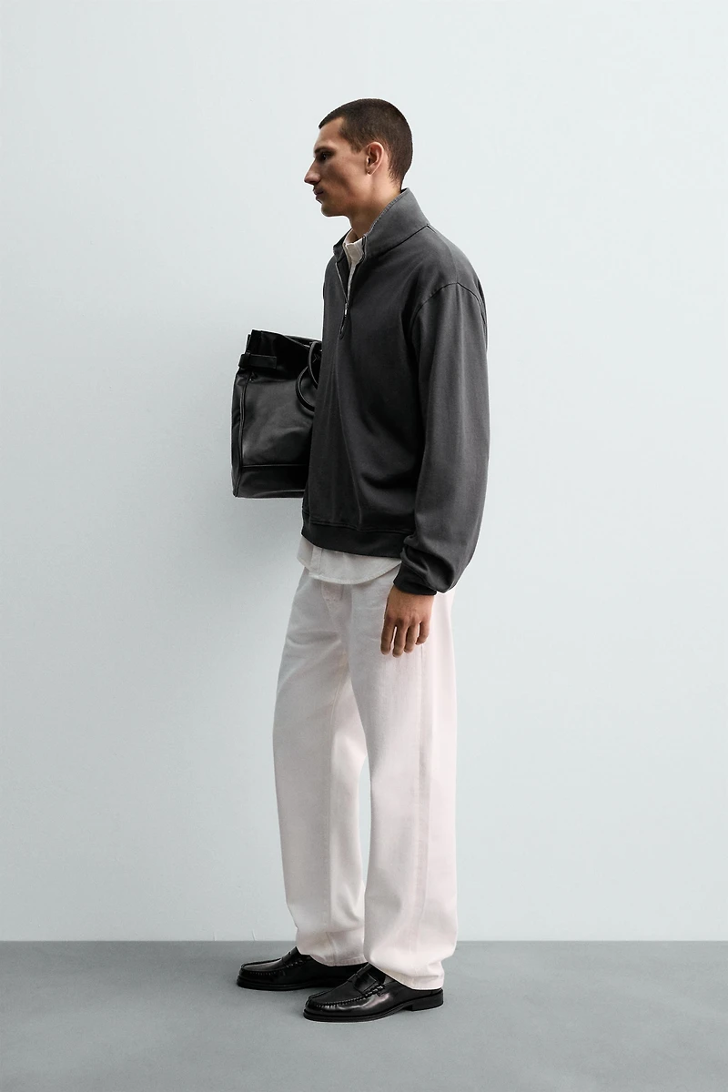 WASHED QUARTER-ZIP SWEATSHIRT