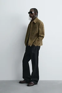 FAUX SUEDE BOXY FIT OVERSHIRT