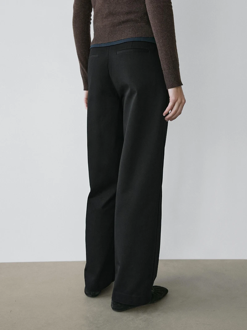 Darted cotton trousers