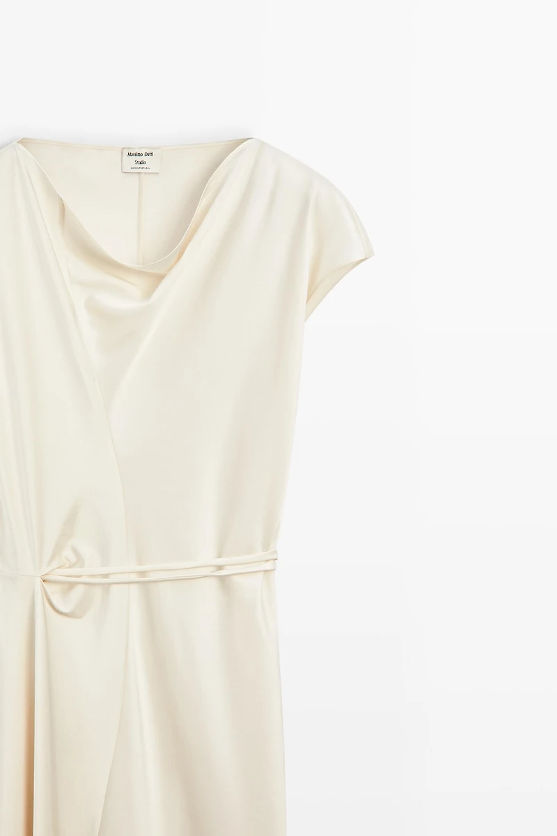 Draped Neckline Flowing Dress - STUDIO