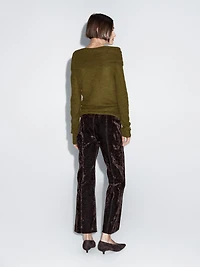 Flare fit high-waist flocked jeans