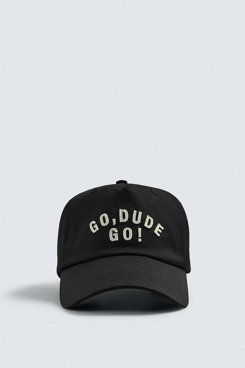 EMBROIDERED TEXT CAP
