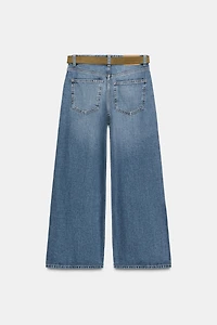 Z.08 WIDE LEG CROPPED HIGH WAIST BELTED JEANS