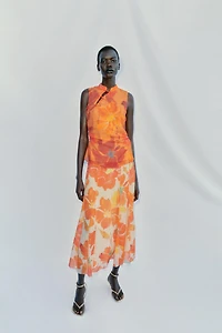 FLORAL PRINT MIDI SKIRT