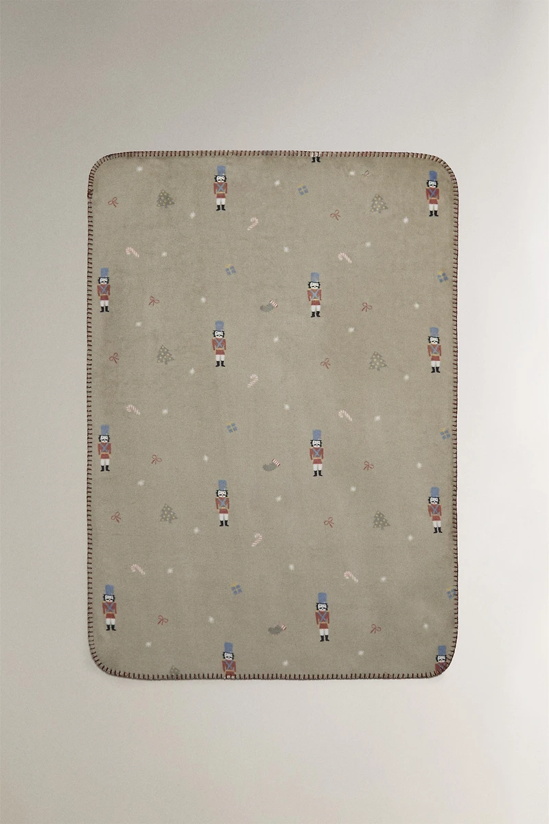 CHILDREN'S FLEECE CHRISTMAS NUTCRACKER BLANKET