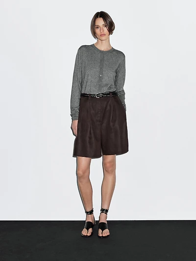 Cardigan laine à col rond