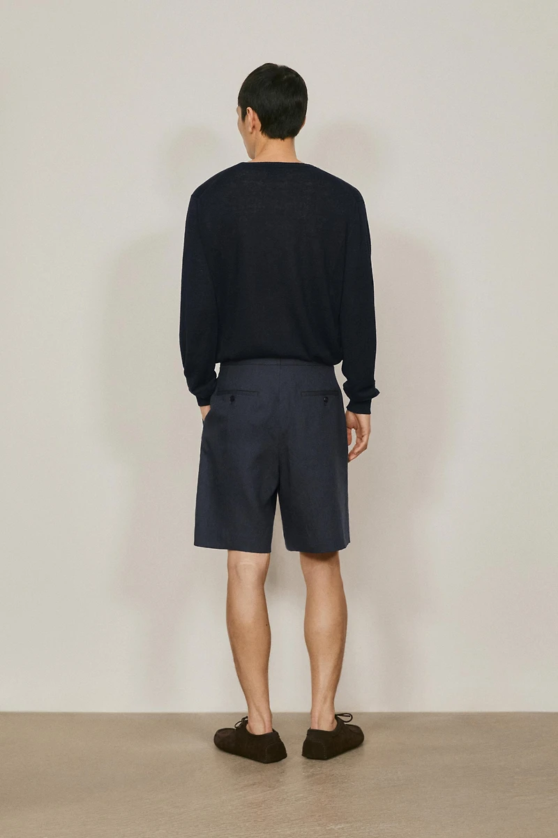 Total look darted linen Bermuda shorts - LIMITED EDITION