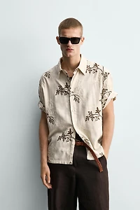 RELAXED FIT FLORAL EMBROIDERED SHIRT