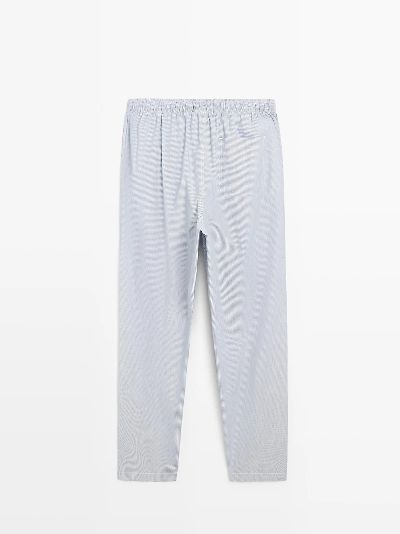 100% cotton striped pyjamas with long sleeve T-shirt