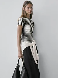 Striped short sleeve cotton T-shirt