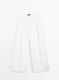 Pantalon large volume en lin mélangé