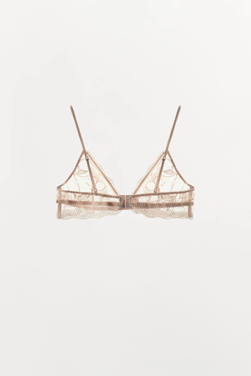 TRIANGLE BRA WITH FLORAL EMBROIDERY