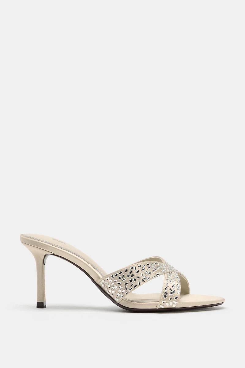 SPARKLY HEELED MULE SANDALS