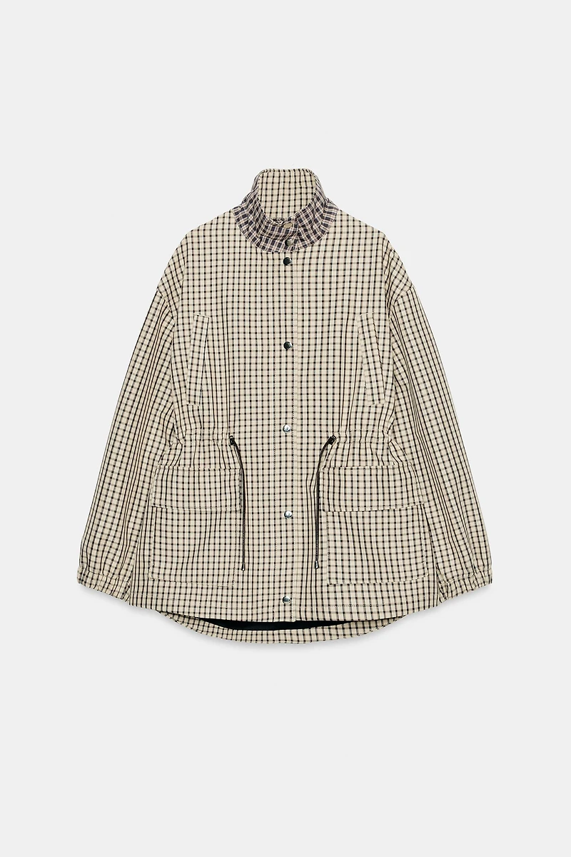 PLAID HIGH-NECK JACKET