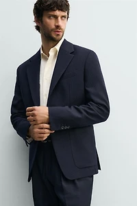 100% WOOL PLAID REGULAR FIT BLAZER