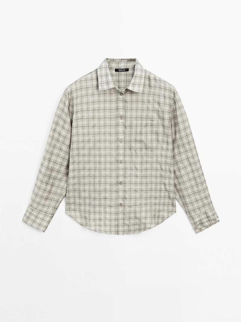 Flowing 100% cupro check shirt
