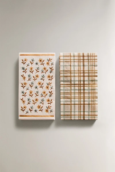 FLORAL AND PLAID PAPER NAPKINS (PACK OF 30)