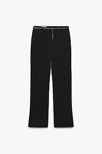 JACQUARD PANTS WITH CHAIN BELT