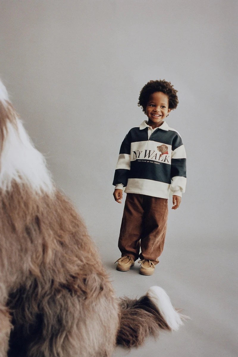 POLO À RAYURES IMPRIMÉ CHIEN