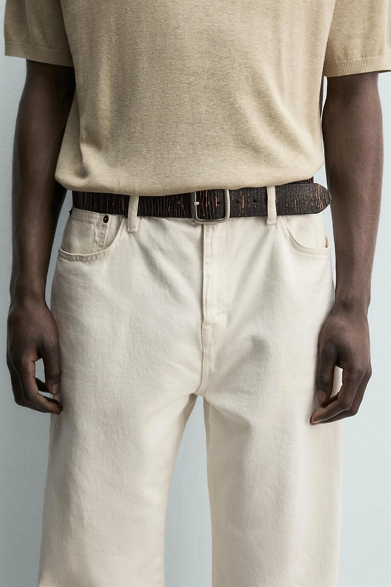 CRACKLED LEATHER WIDE BELT