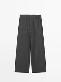 Textured wool wide-leg trousers