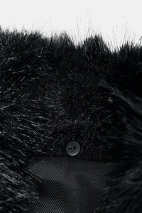 SHORT WOOL COAT WITH FAUX FUR LAPEL