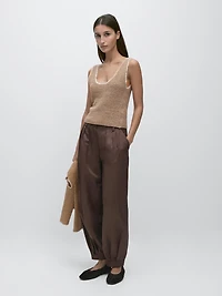 Contrast cotton blend knit top