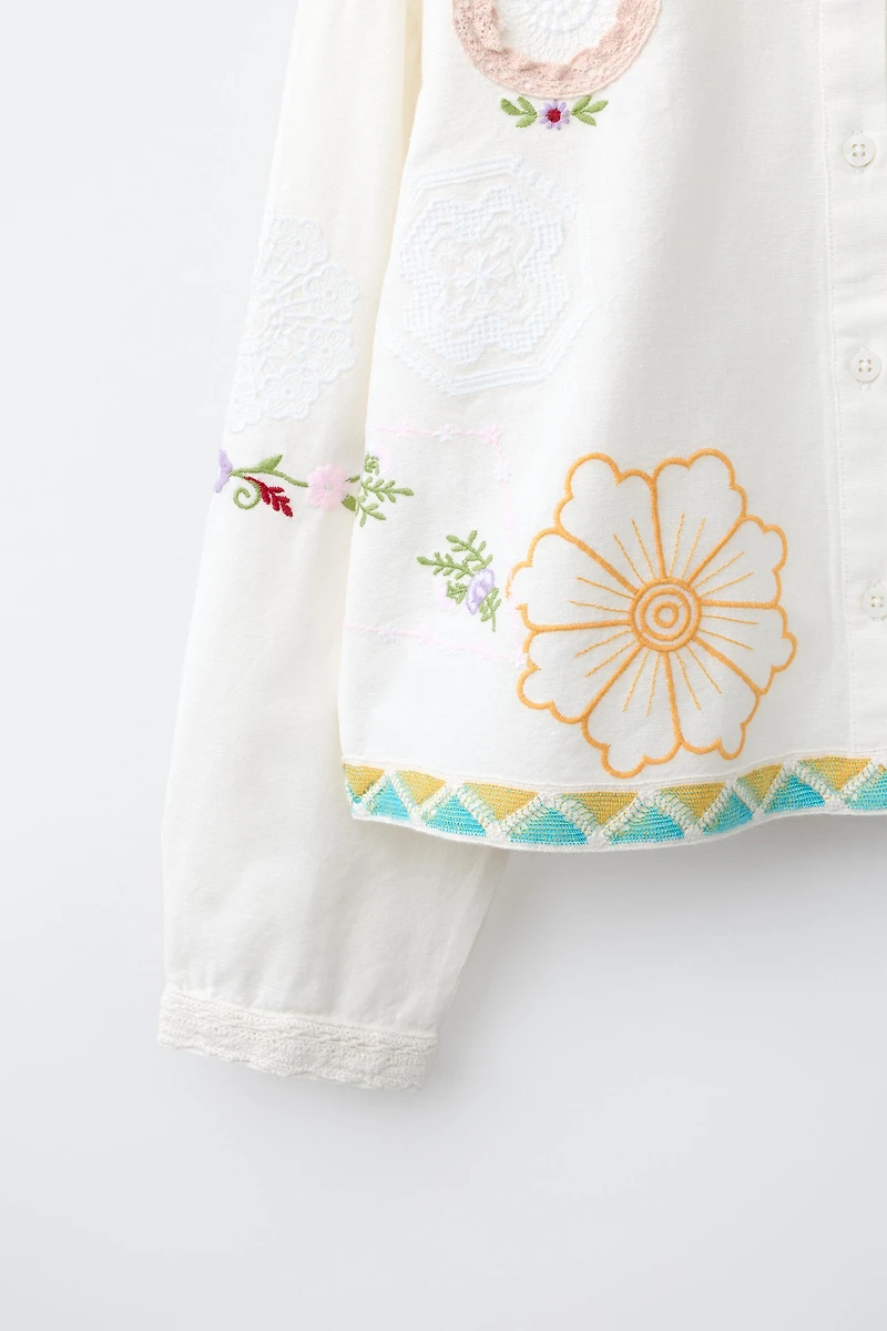 CHEMISE BRODERIES AVEC COTON ET LIN