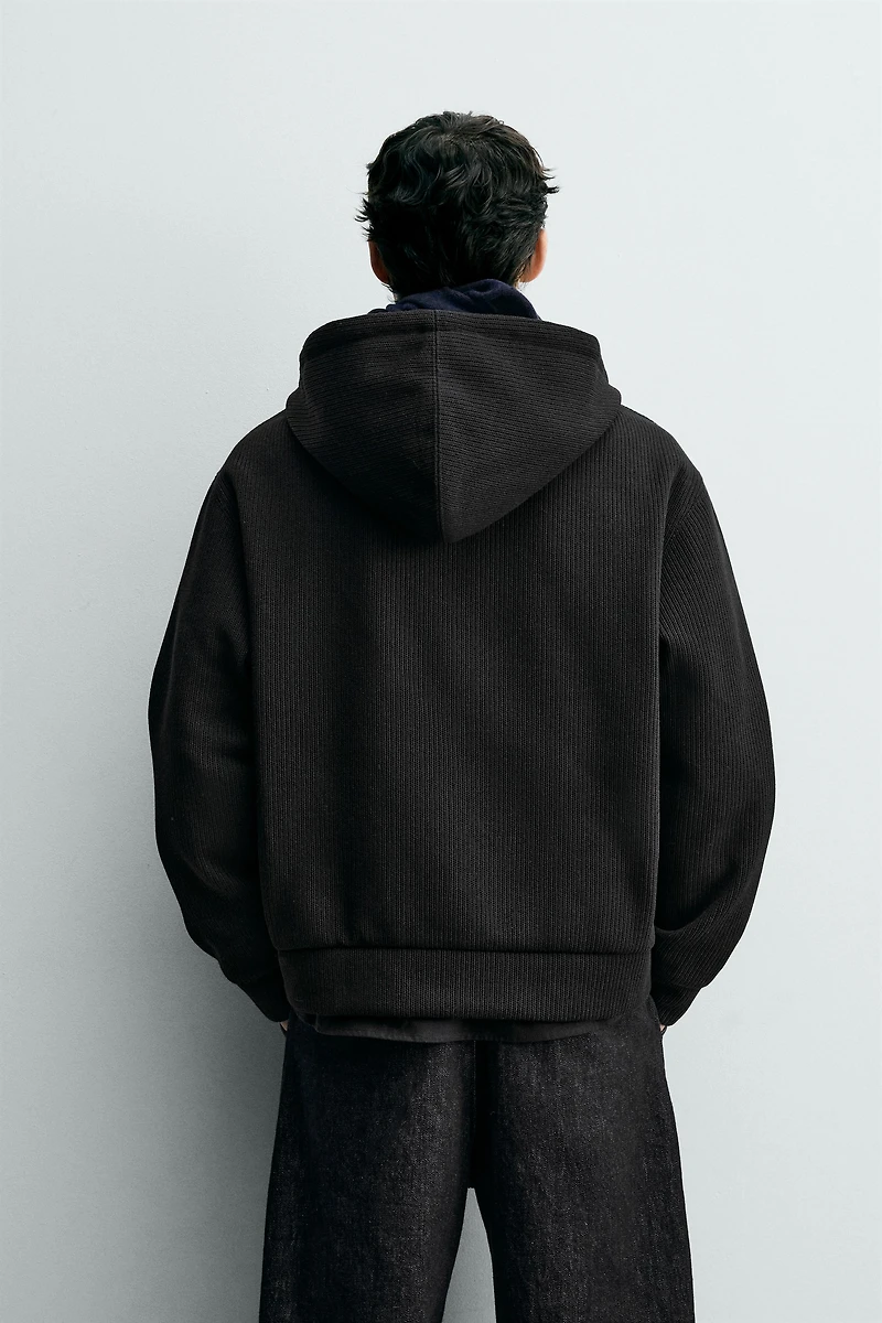 HOODIE RIB ZIP SWEATSHIRT