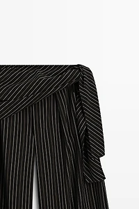 Striped barrel fit pants with scarf detail