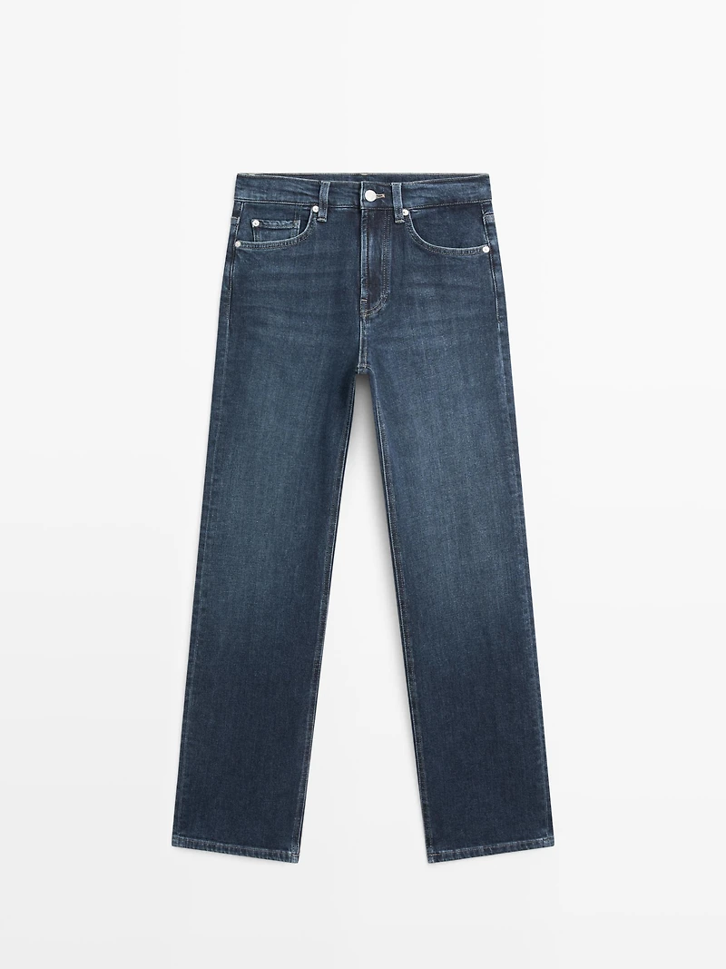 Jean straight décontracté taille haute