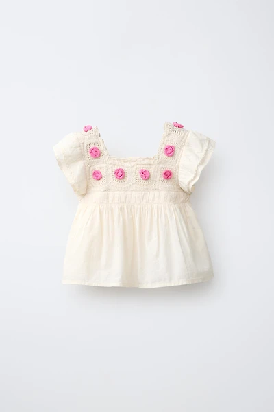 COMBINED CROCHET KNIT TOP