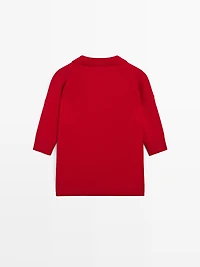Polo col V en maille de laine mélangée