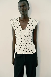 POLKA DOT SHOULDER PAD TOP