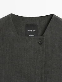 Melange linen double-breasted waistcoat with buttons