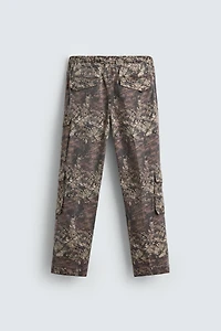 ABSTRACT PRINT POCKET CARGO PANTS