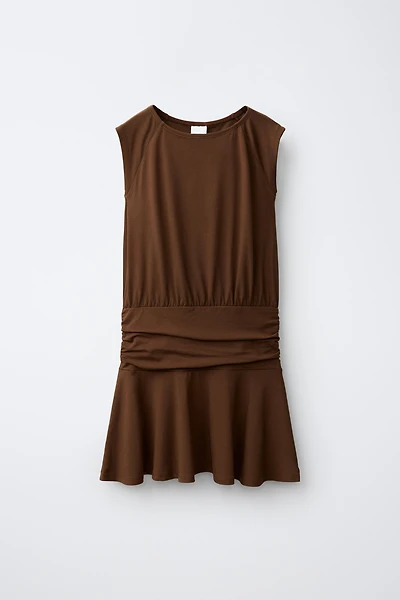 SASH DETAIL RUFFLED DRESS
